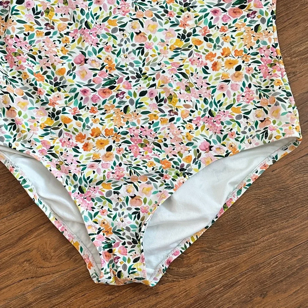 Kona Sol Floral Ruffle One-Piece Swimsuit